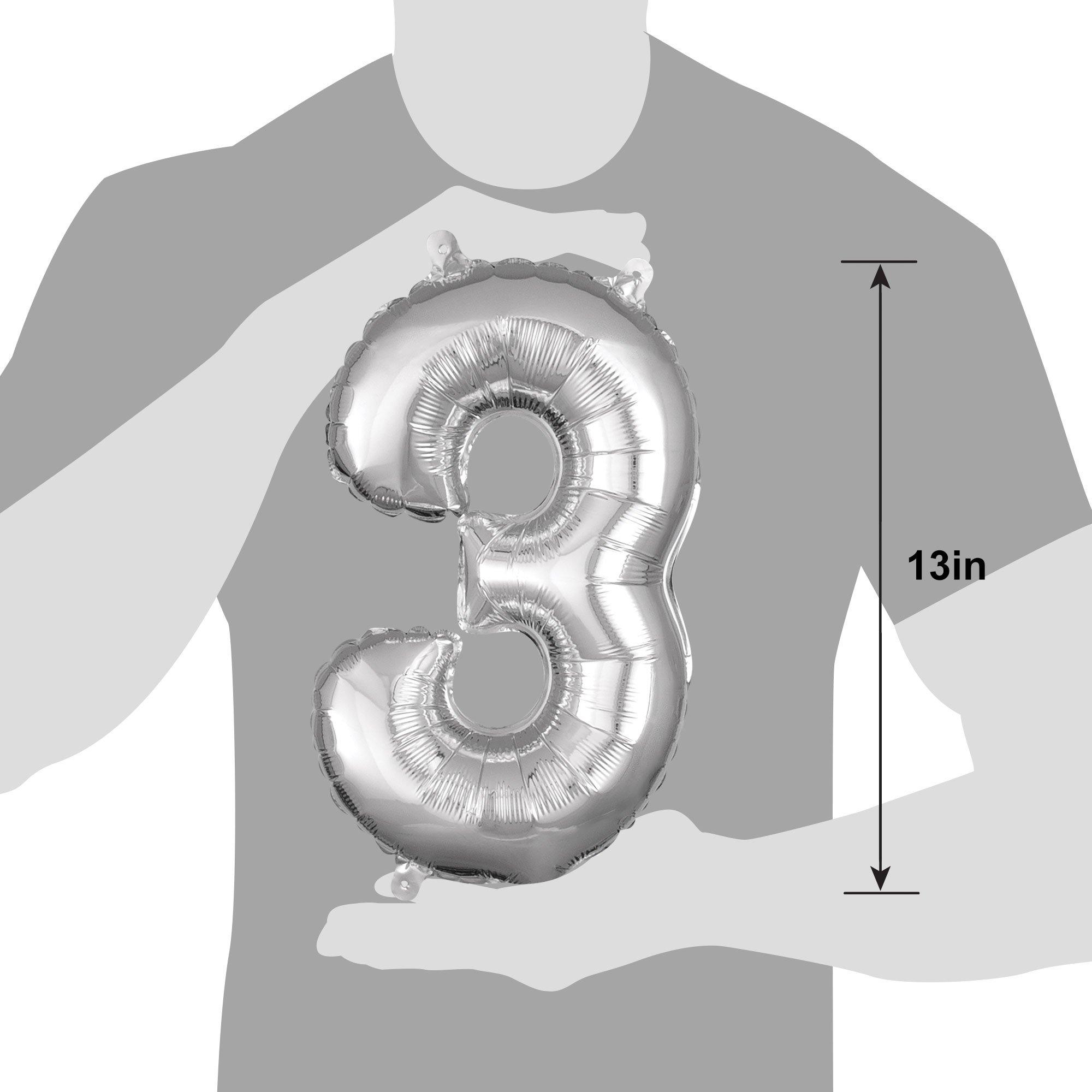 13in Air-Filled Silver Number Balloon (3)